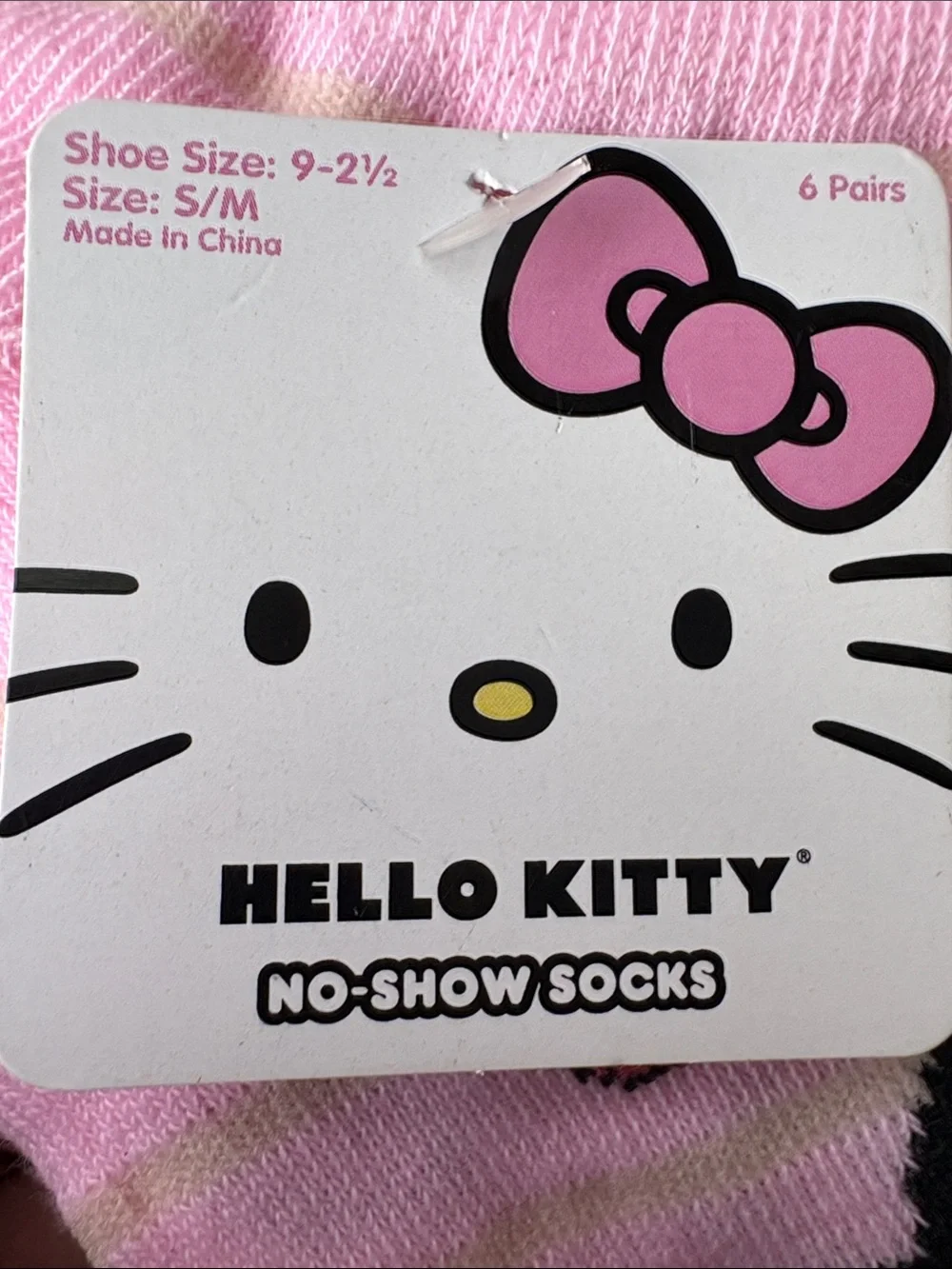 Hello Kitty Pink and White Ankle Socks with Red Bow Accents